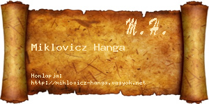 Miklovicz Hanga névjegykártya